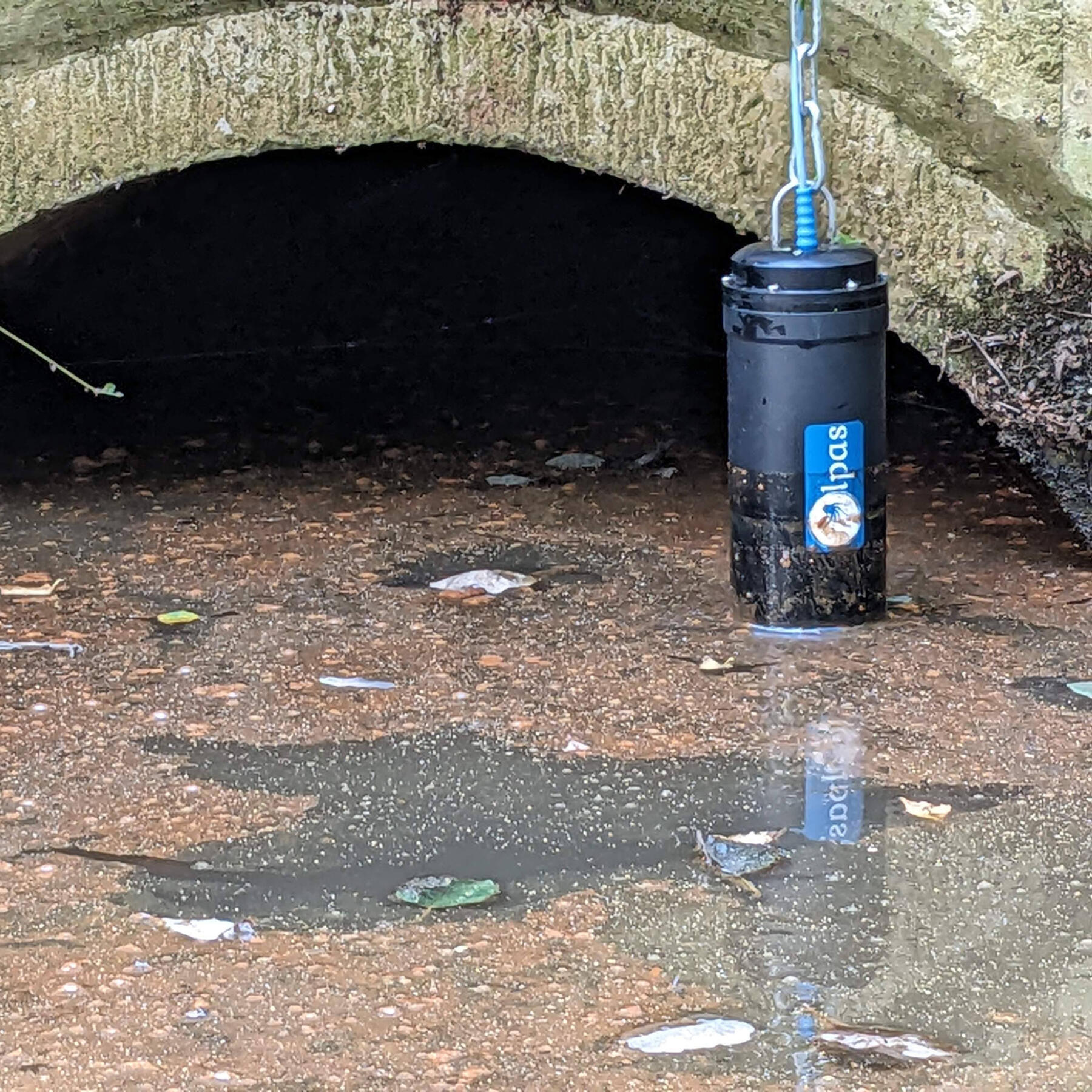 An Olpas sensor monitoring a sewer overflow